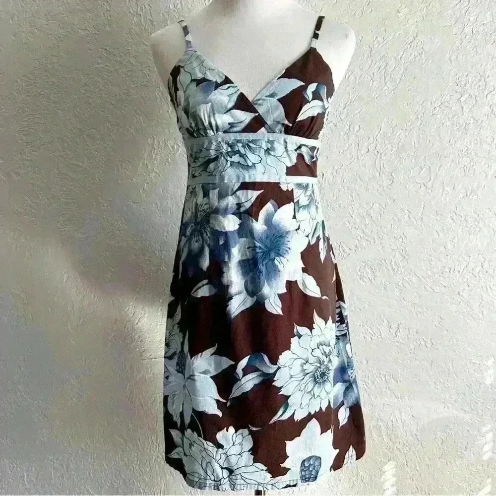 Vintage Y2K Aqua Blues fitted floral mini dress size‎ small